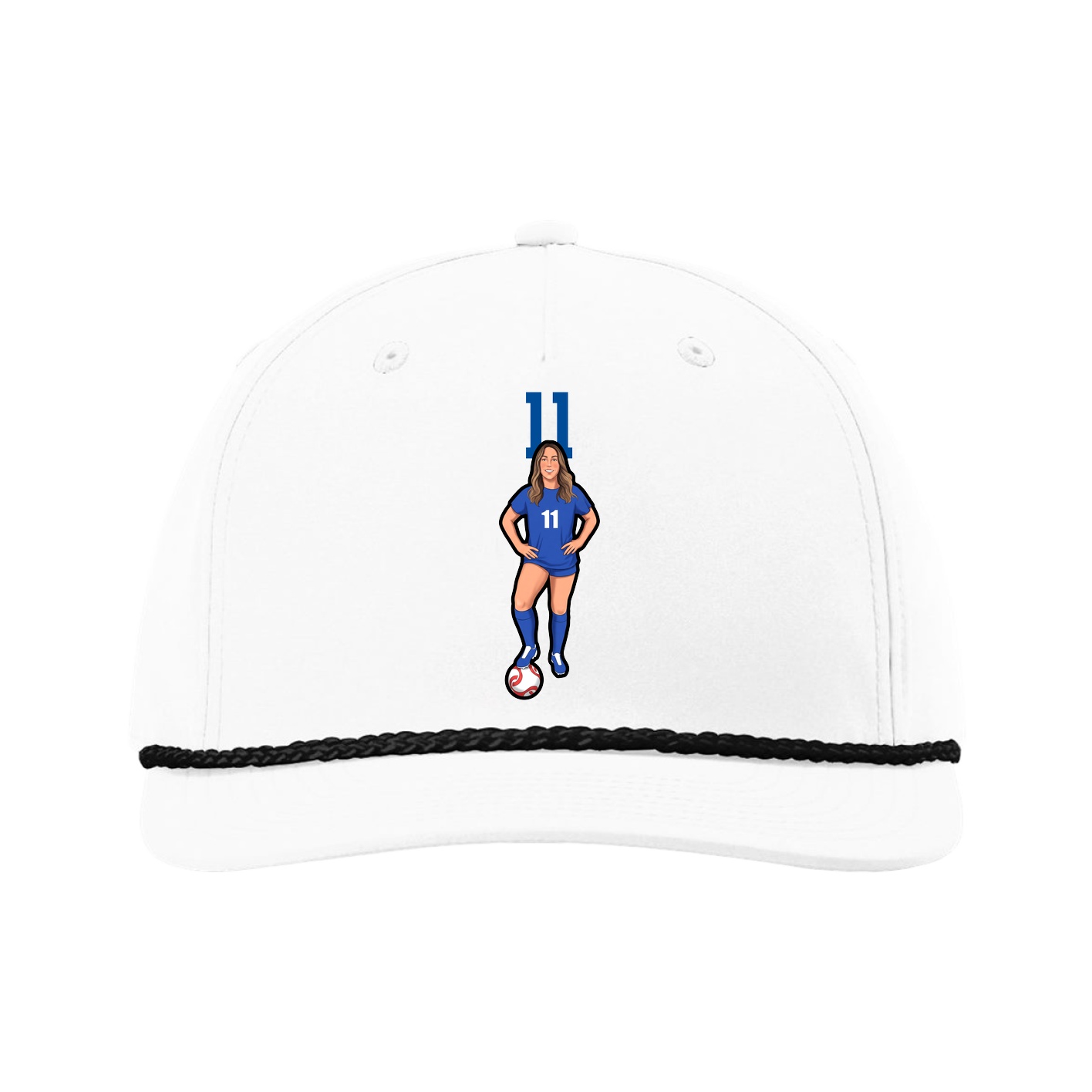 Five-Panel Classic Rope Cap — Number Top in White
