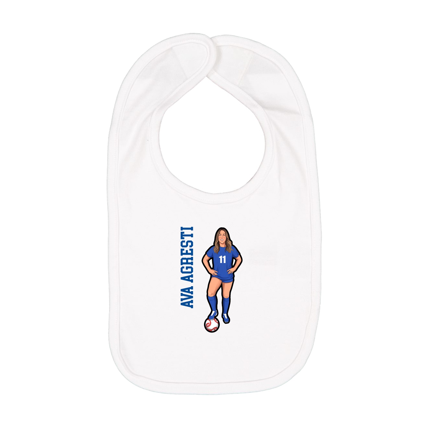 Infant Bib — Name Vertical in White