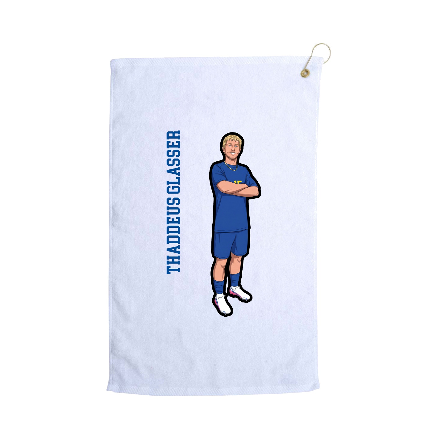Golf Towel — Name Vertical in White