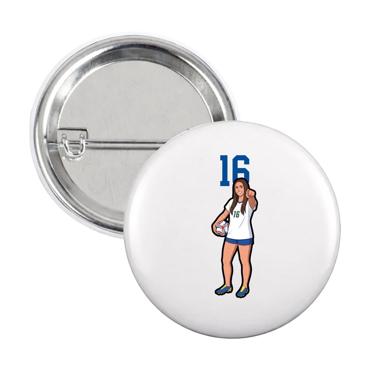 Game Day Button — Number Top in White