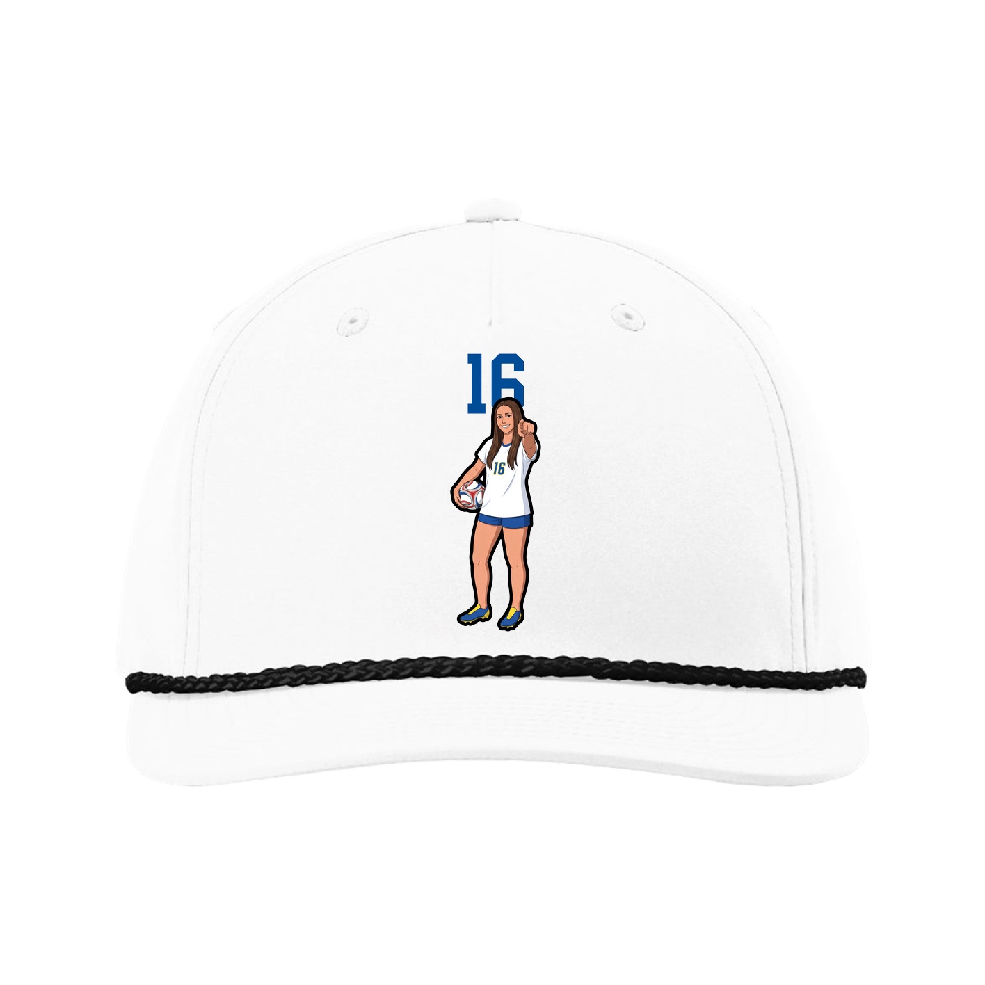 Five-Panel Classic Rope Cap — Number Top in White