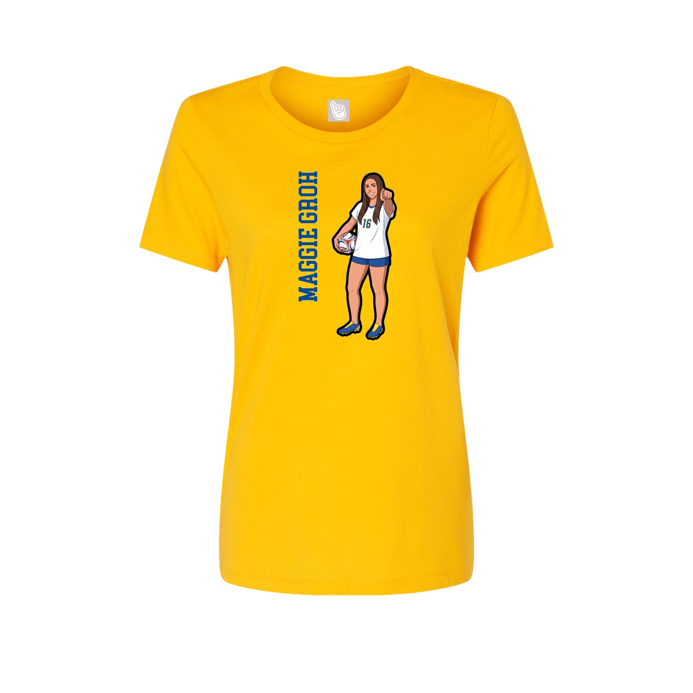 Fitted Women's Tee — Name Vertical in Gold