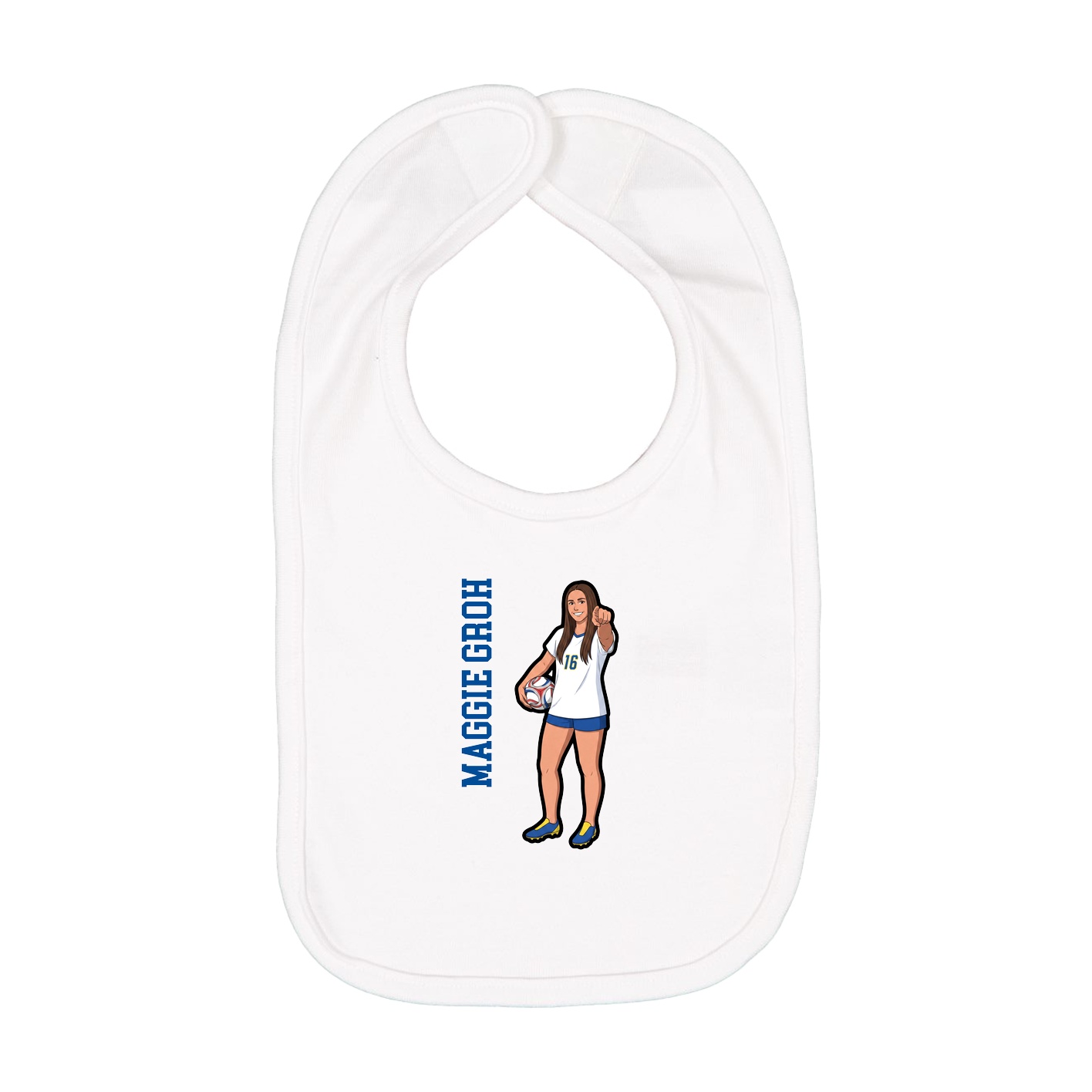 Infant Bib — Name Vertical in White