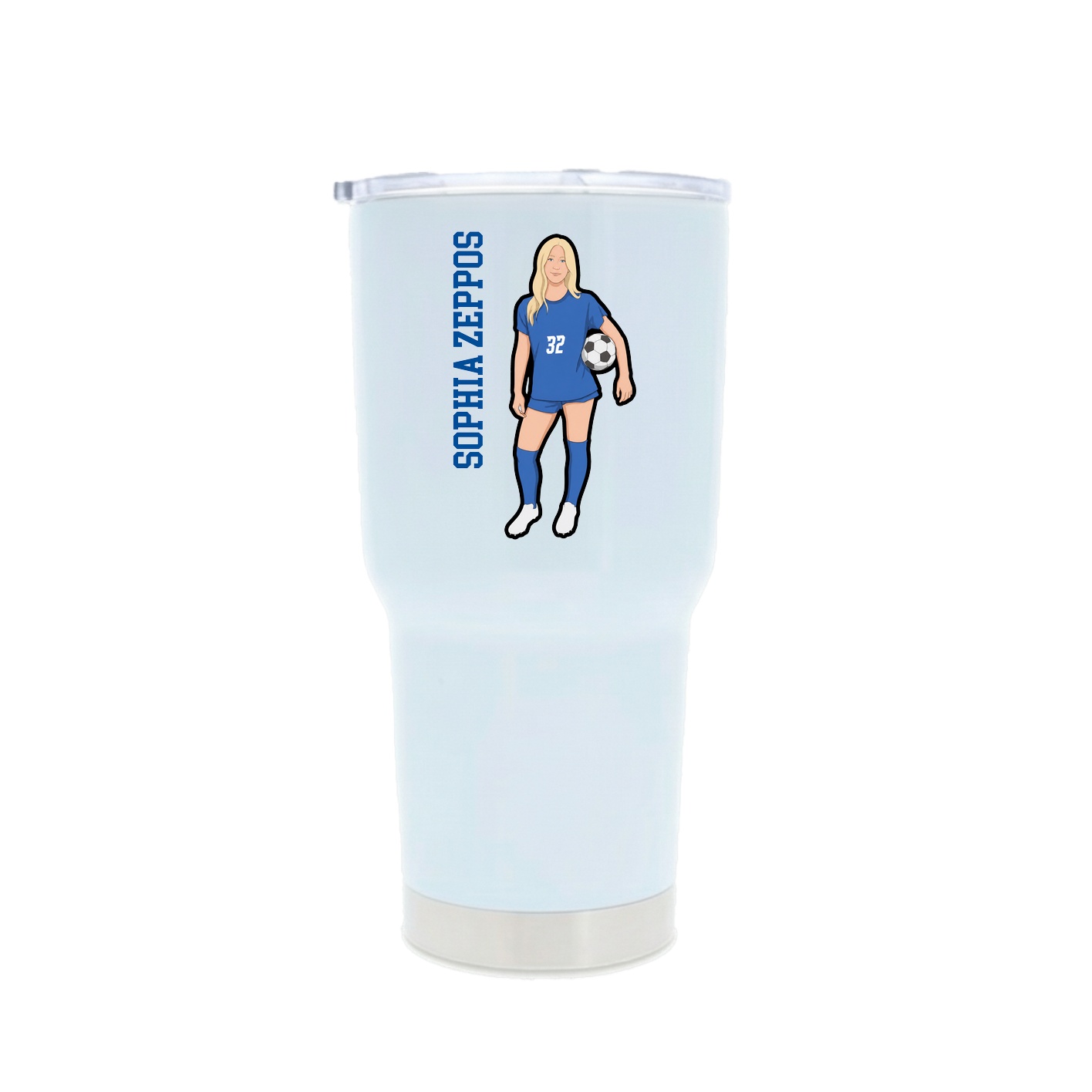 30oz Stainless Steel Tumbler — Name Vertical in White
