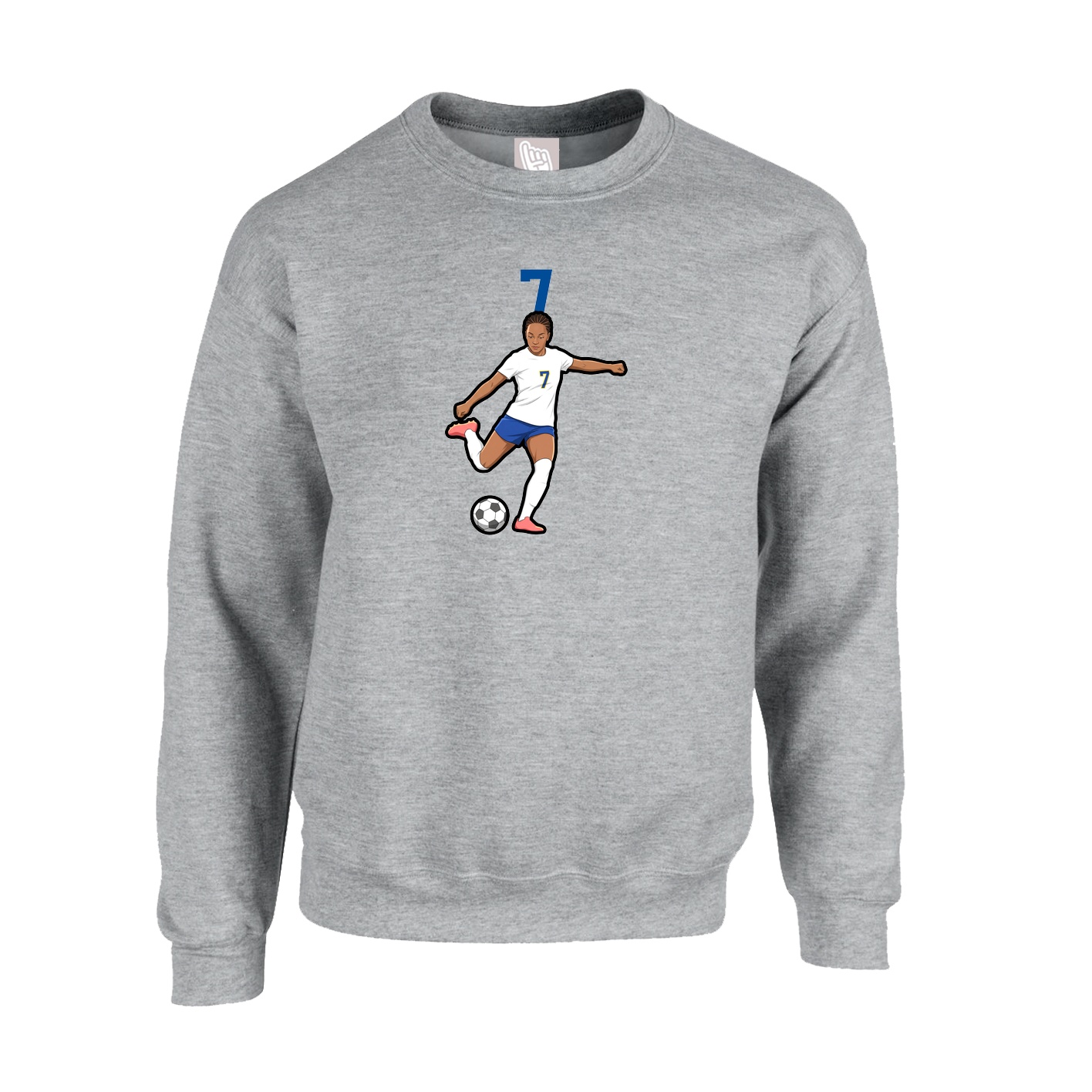 Fleece Crew — Number Top in Grey