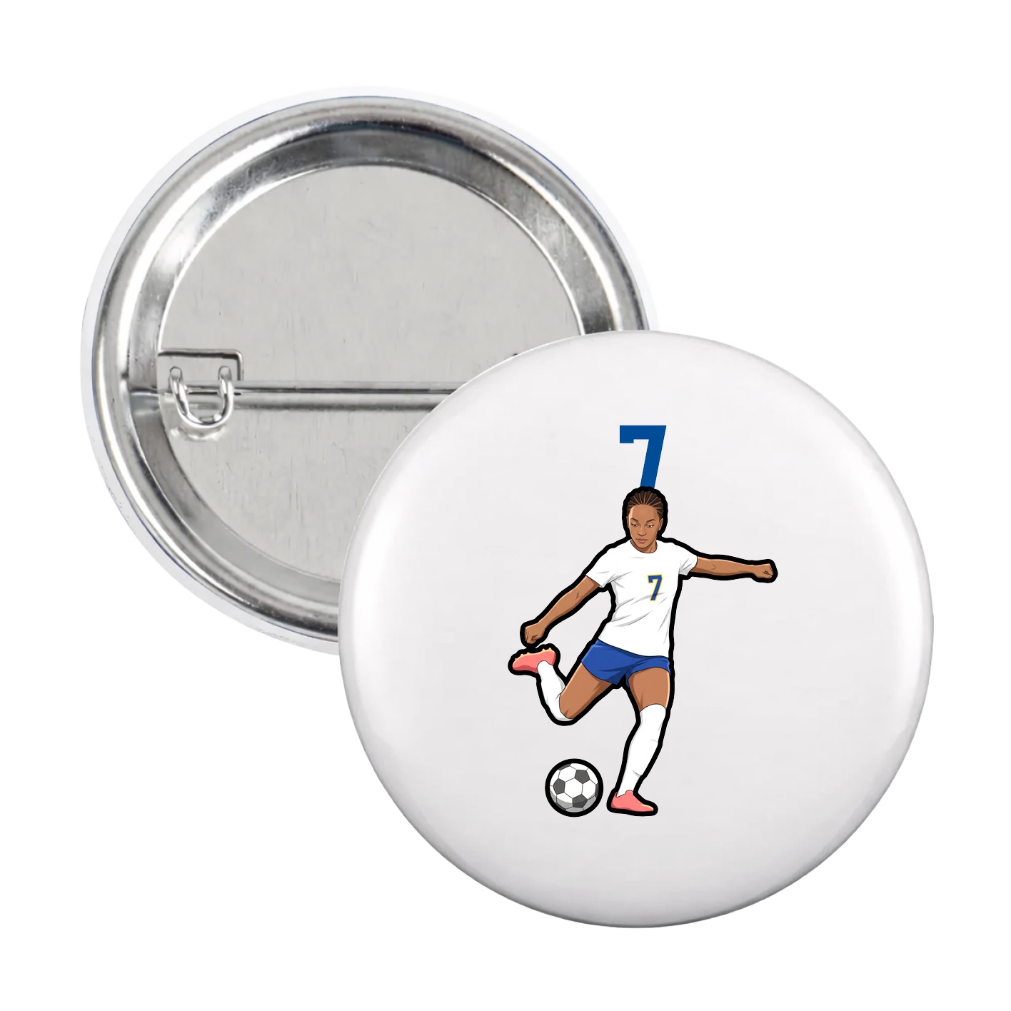 Game Day Button — Number Top in White