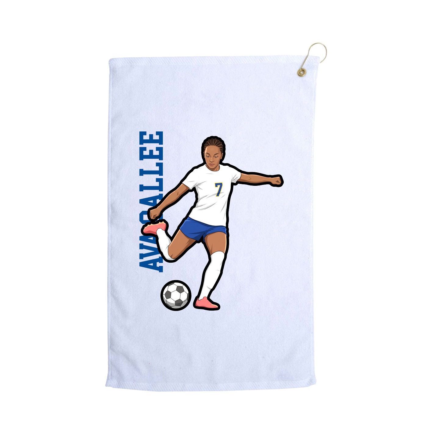 Golf Towel — Name Vertical in White