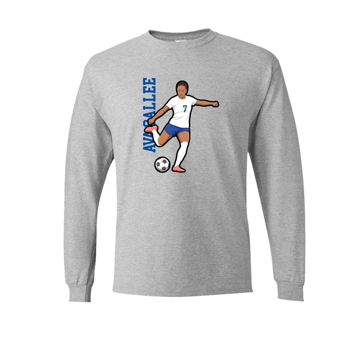 Long Sleeve Tee — Name Vertical in Grey