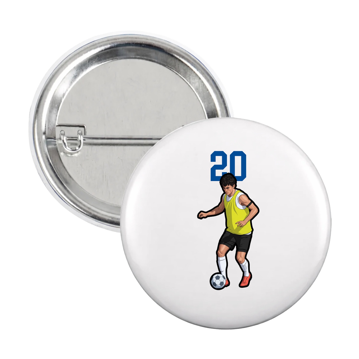 Game Day Button — Number Top in White