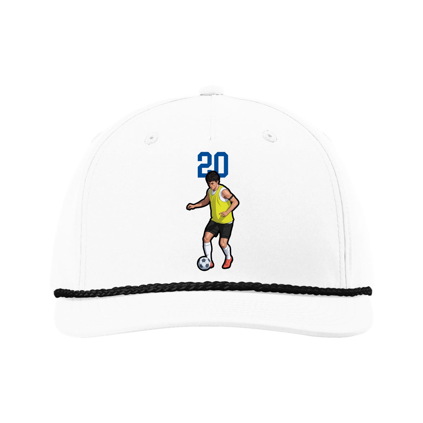 Five-Panel Classic Rope Cap — Number Top in White