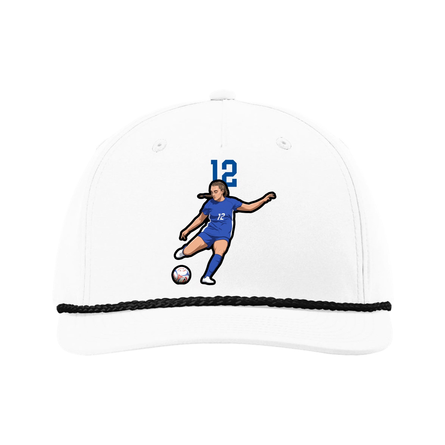 Five-Panel Classic Rope Cap — Number Top in White