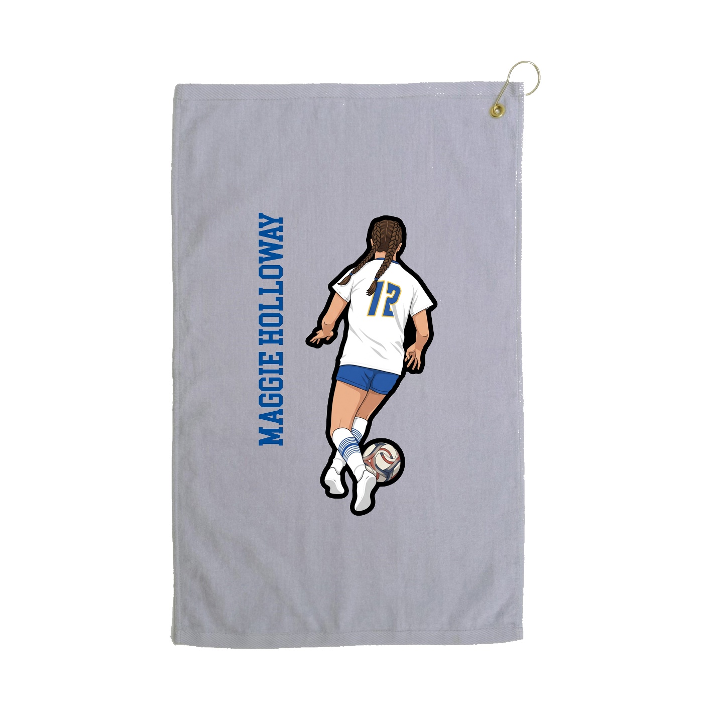 Golf Towel — Name Vertical in Grey
