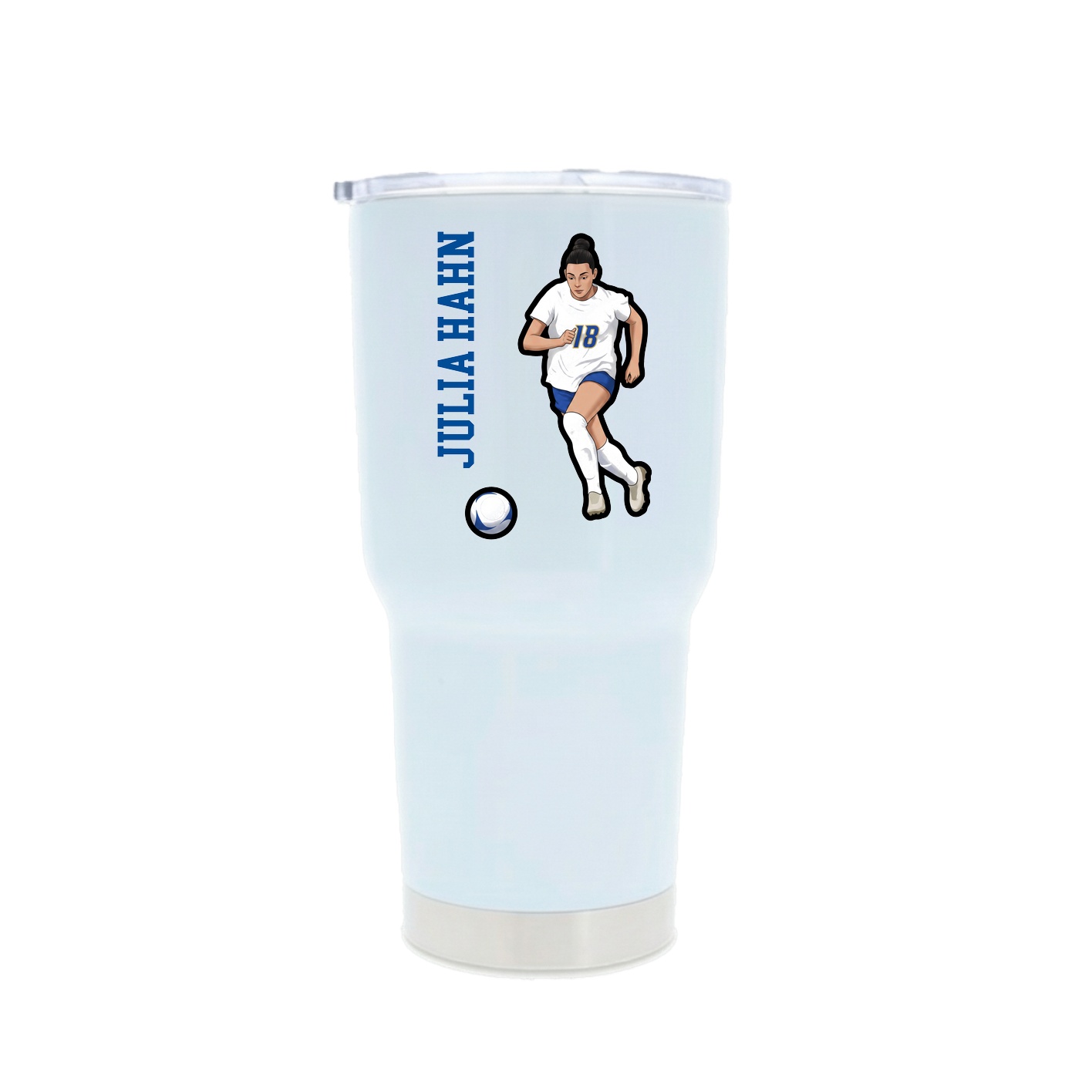 30oz Stainless Steel Tumbler — Name Vertical in White
