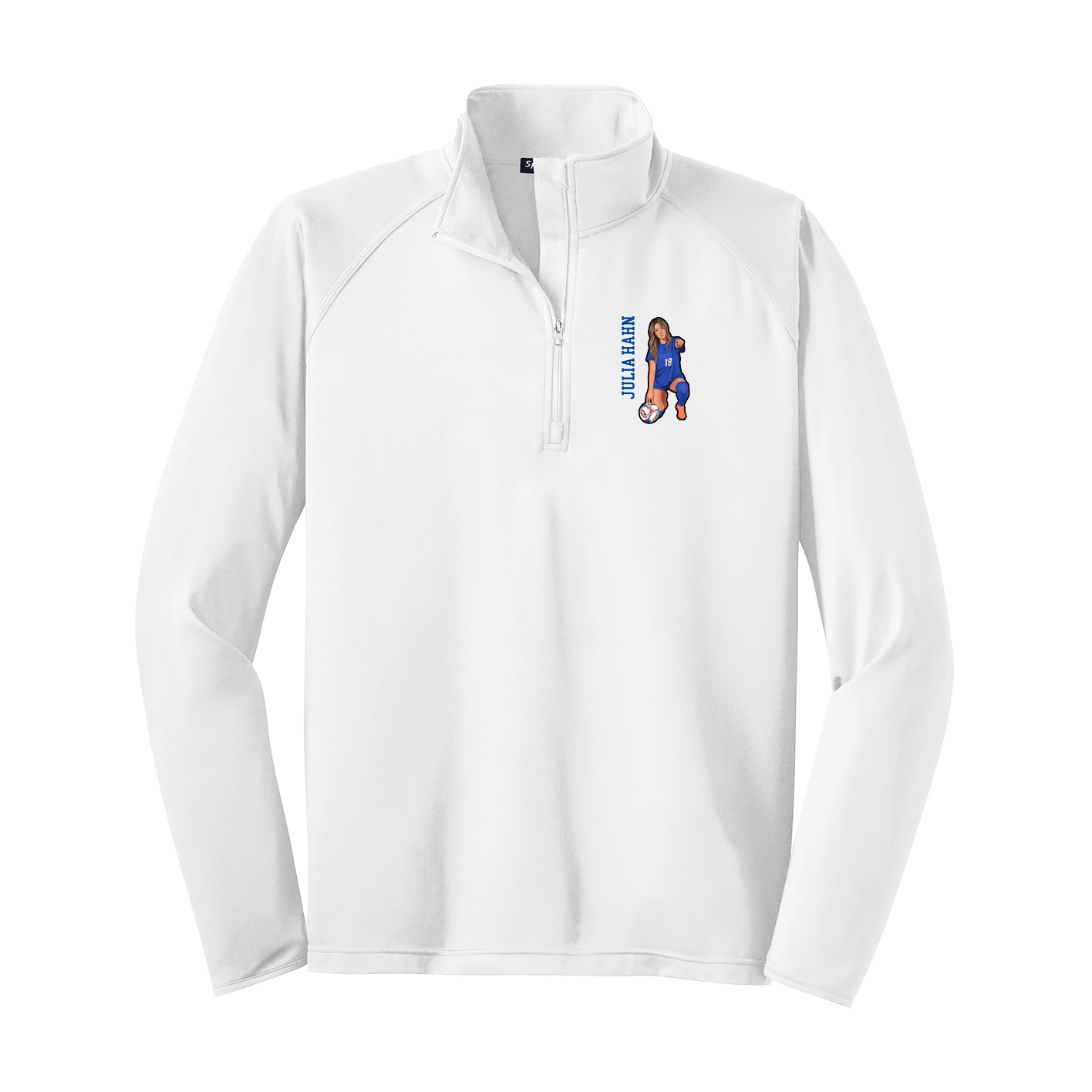 Q-Zip Pullover — Name Vertical in White