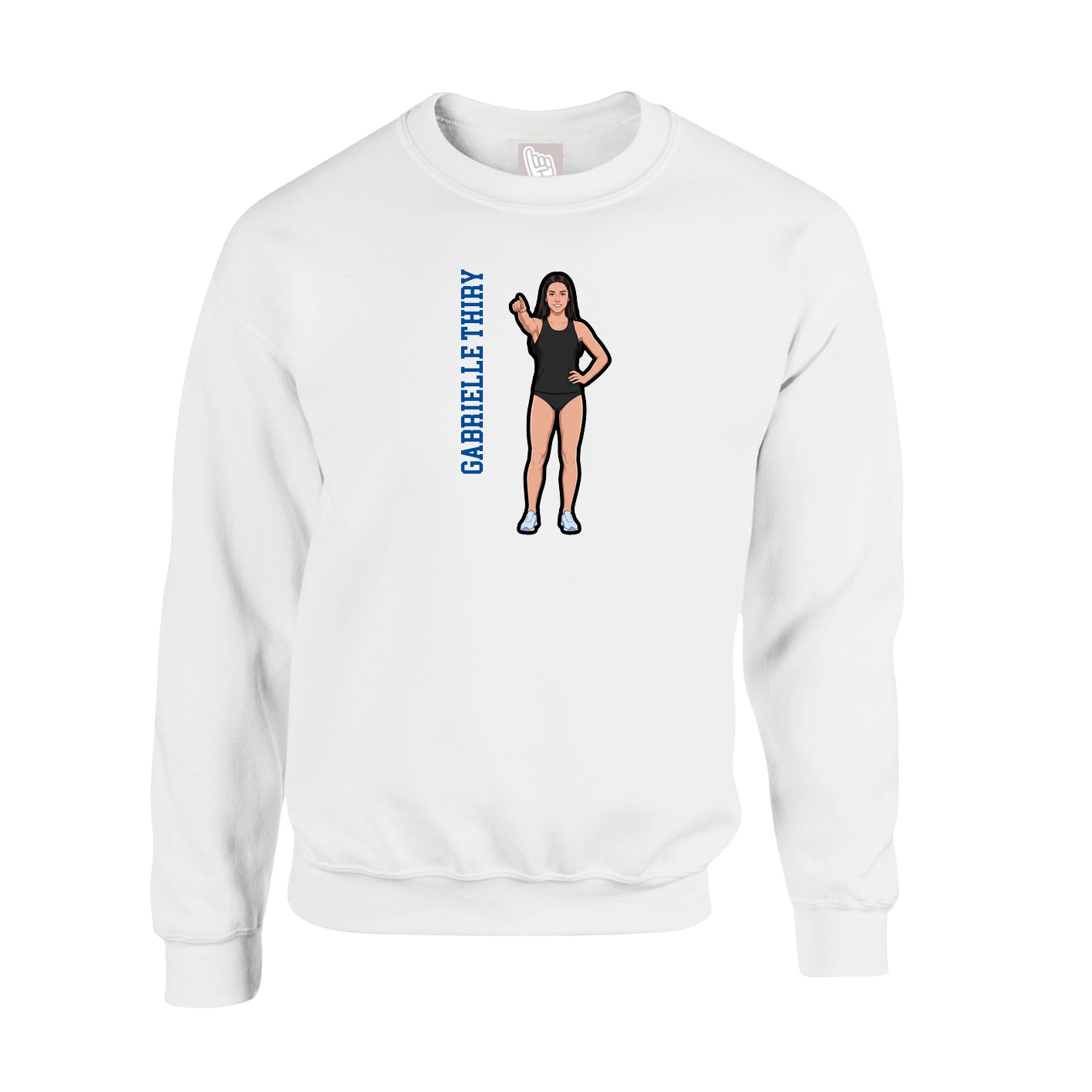 Fleece Crew — Name Vertical in White