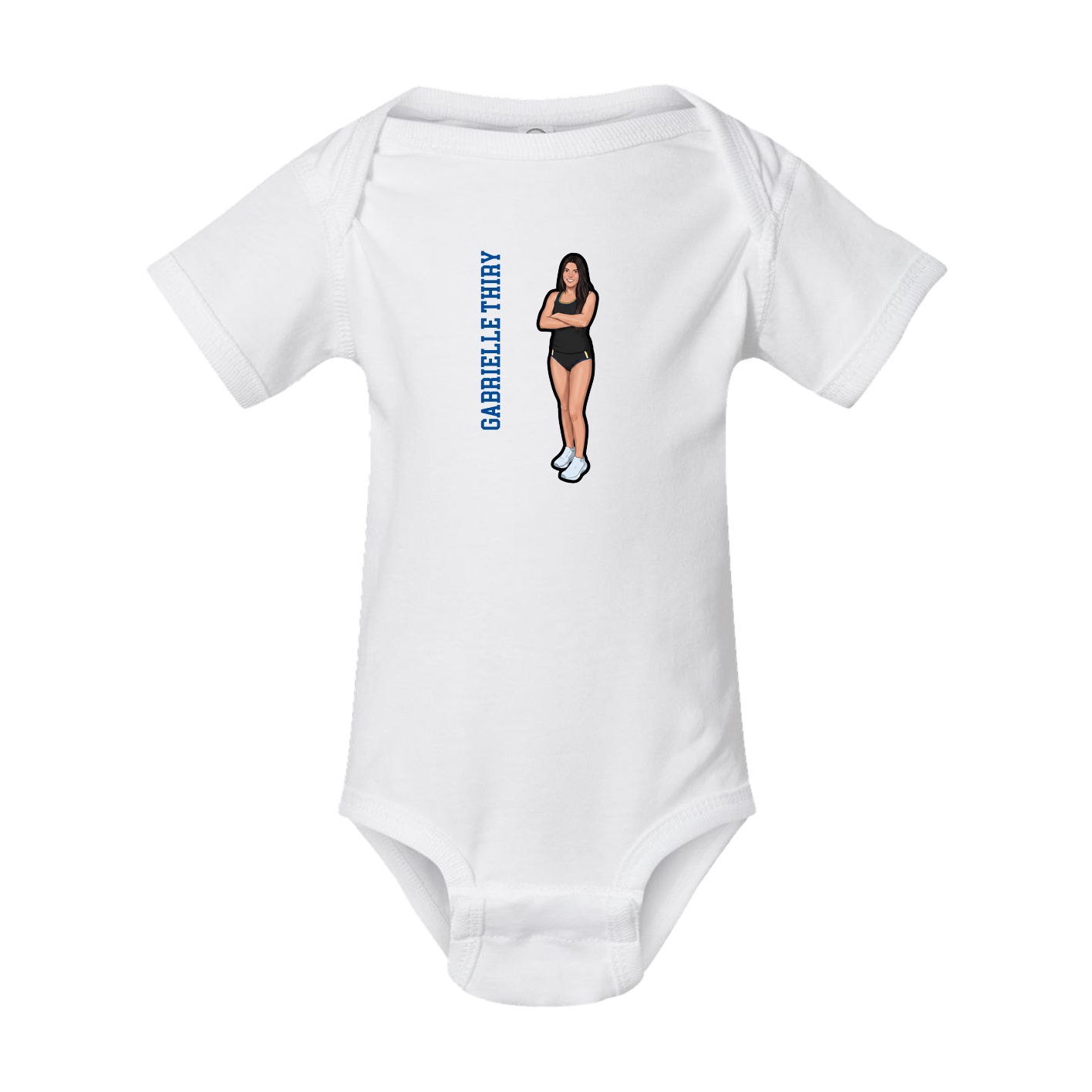 Baby Onesie — Name Vertical in White