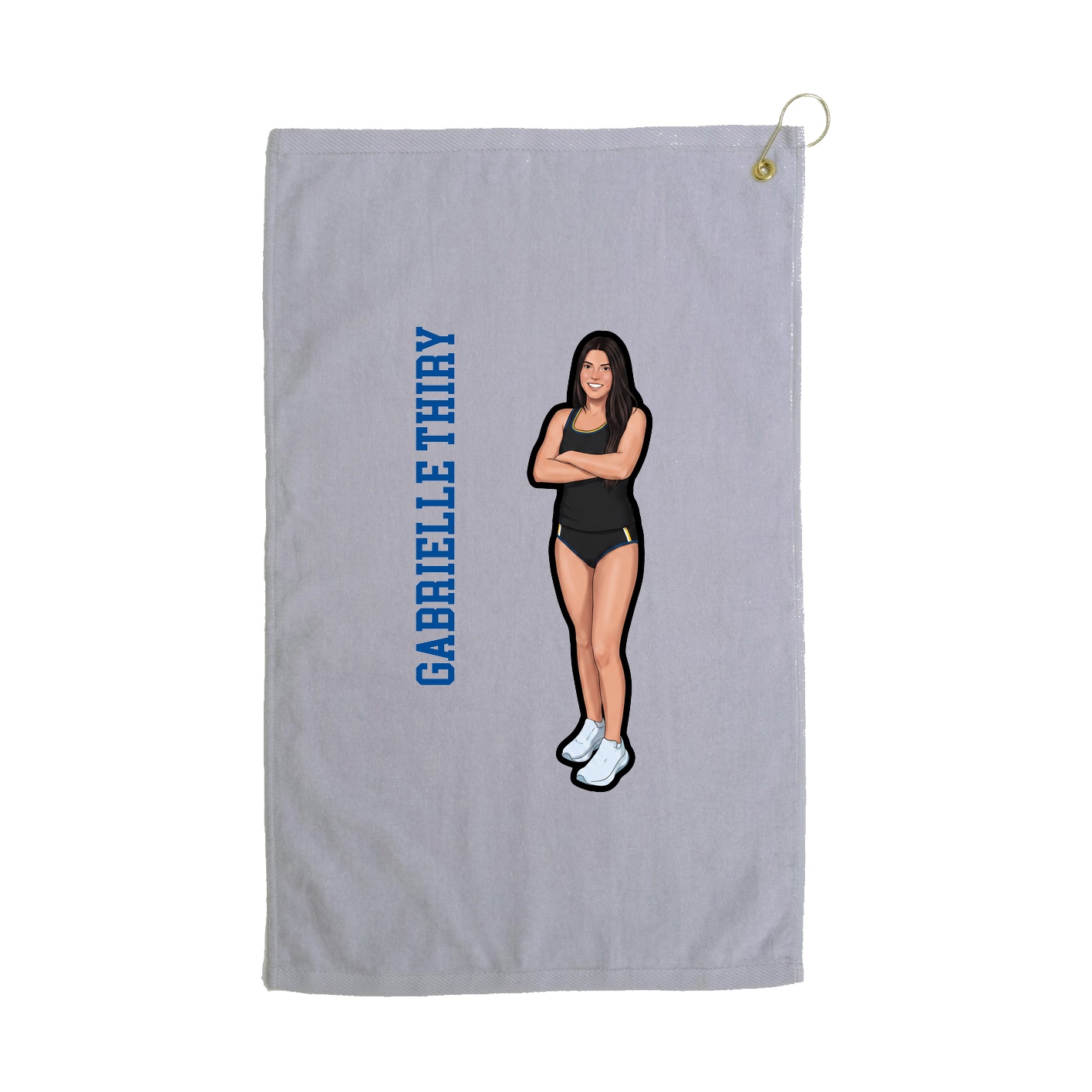 Golf Towel — Name Vertical in Grey