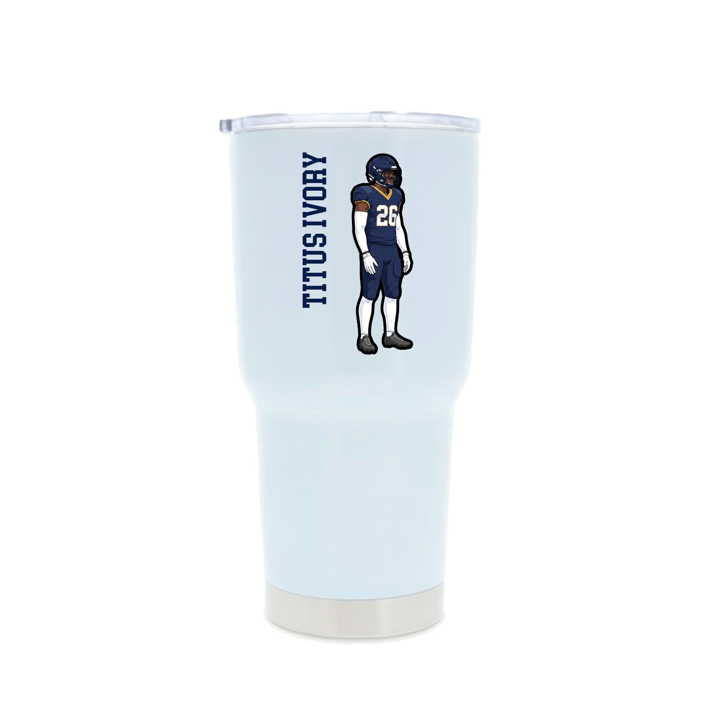 30oz Stainless Steel Tumbler — Name Vertical in White