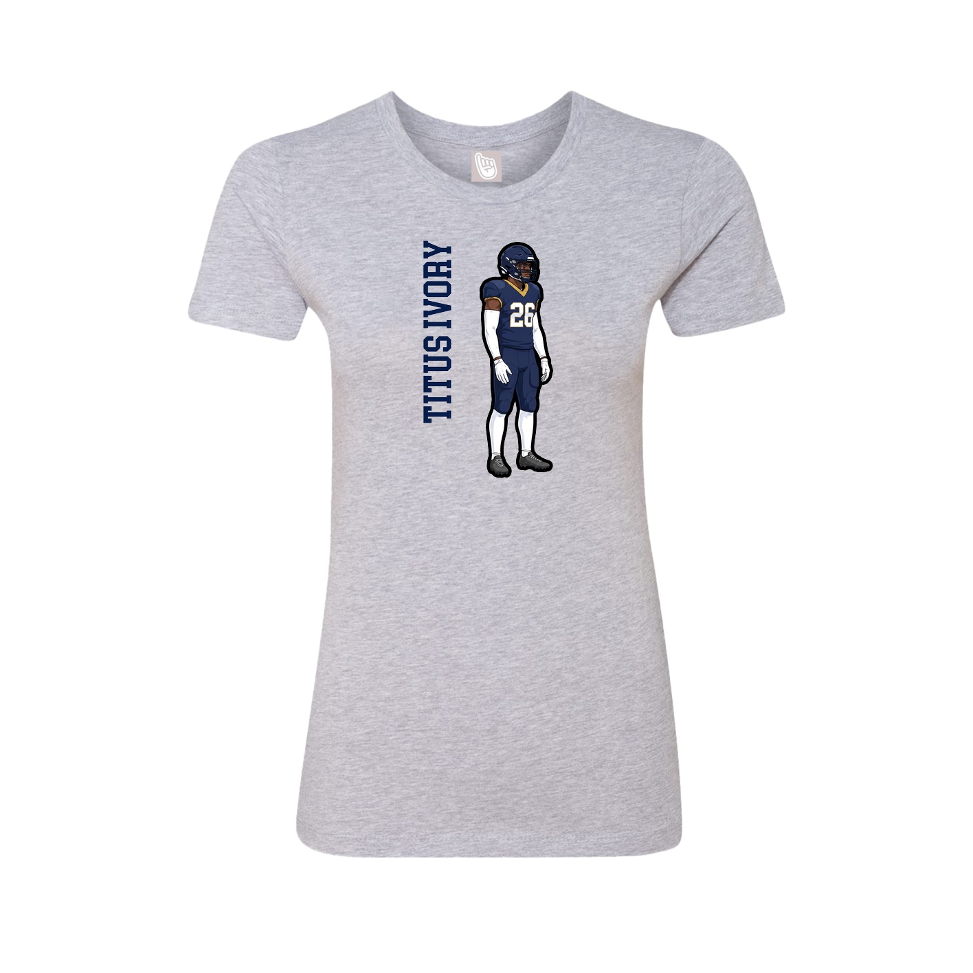 Womens Tee — Name Vertical in Grey