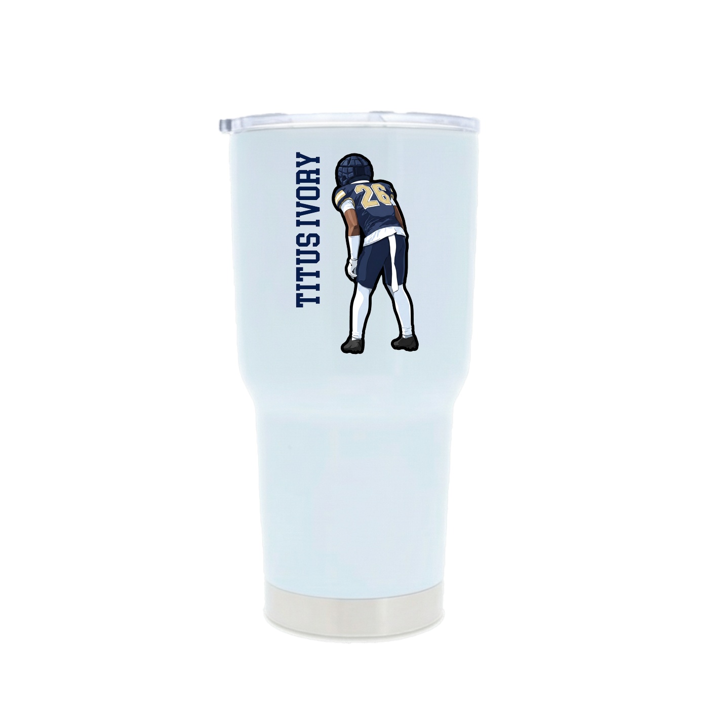 30oz Stainless Steel Tumbler — Name Vertical in White
