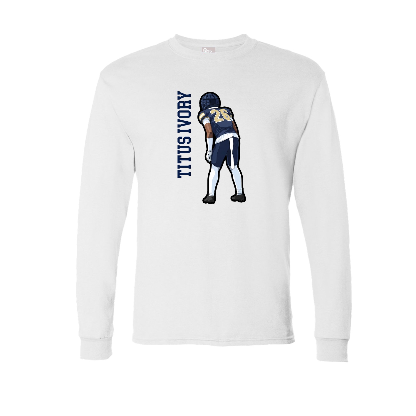 Long Sleeve Tee — Name Vertical in White