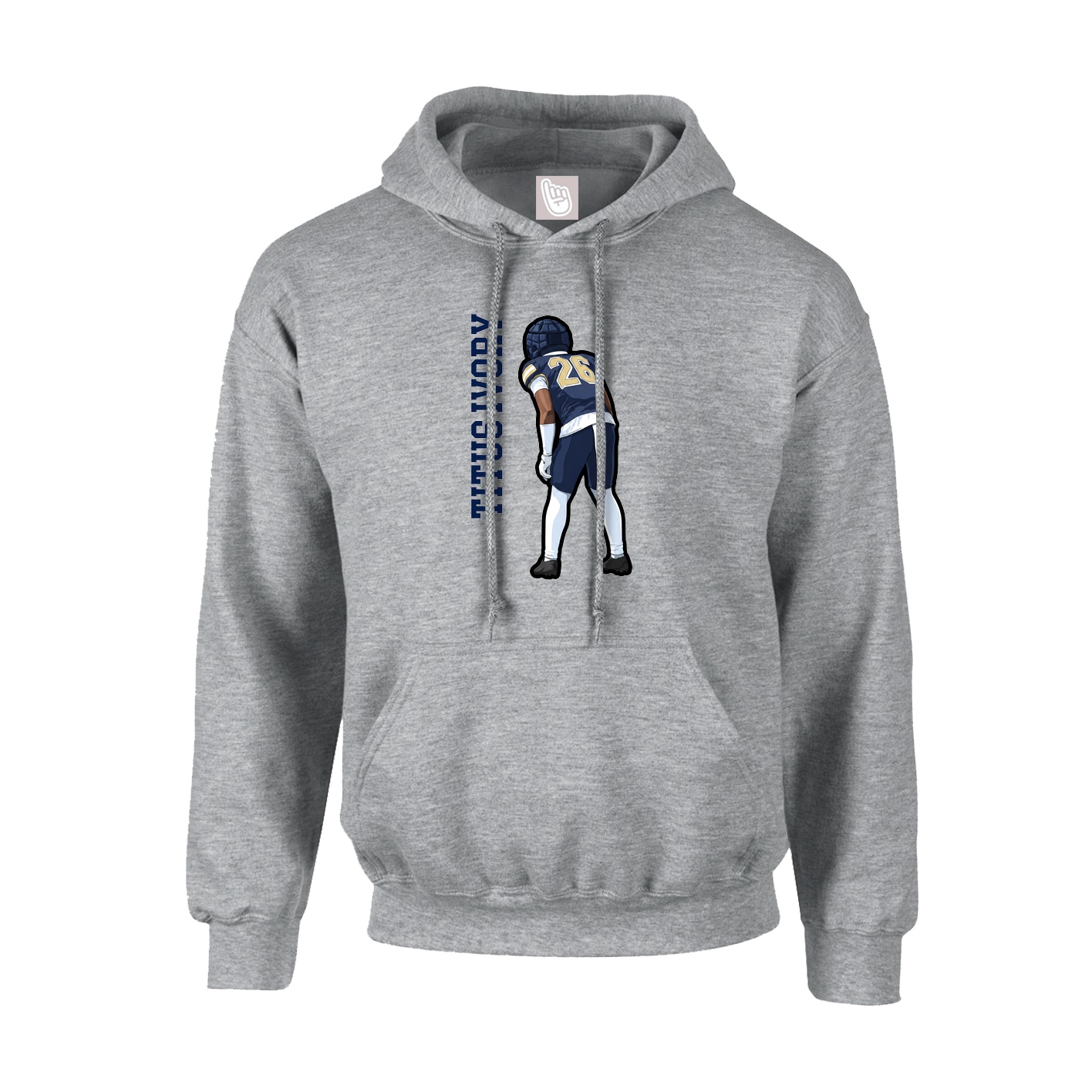 Hoodie — Name Vertical in Grey