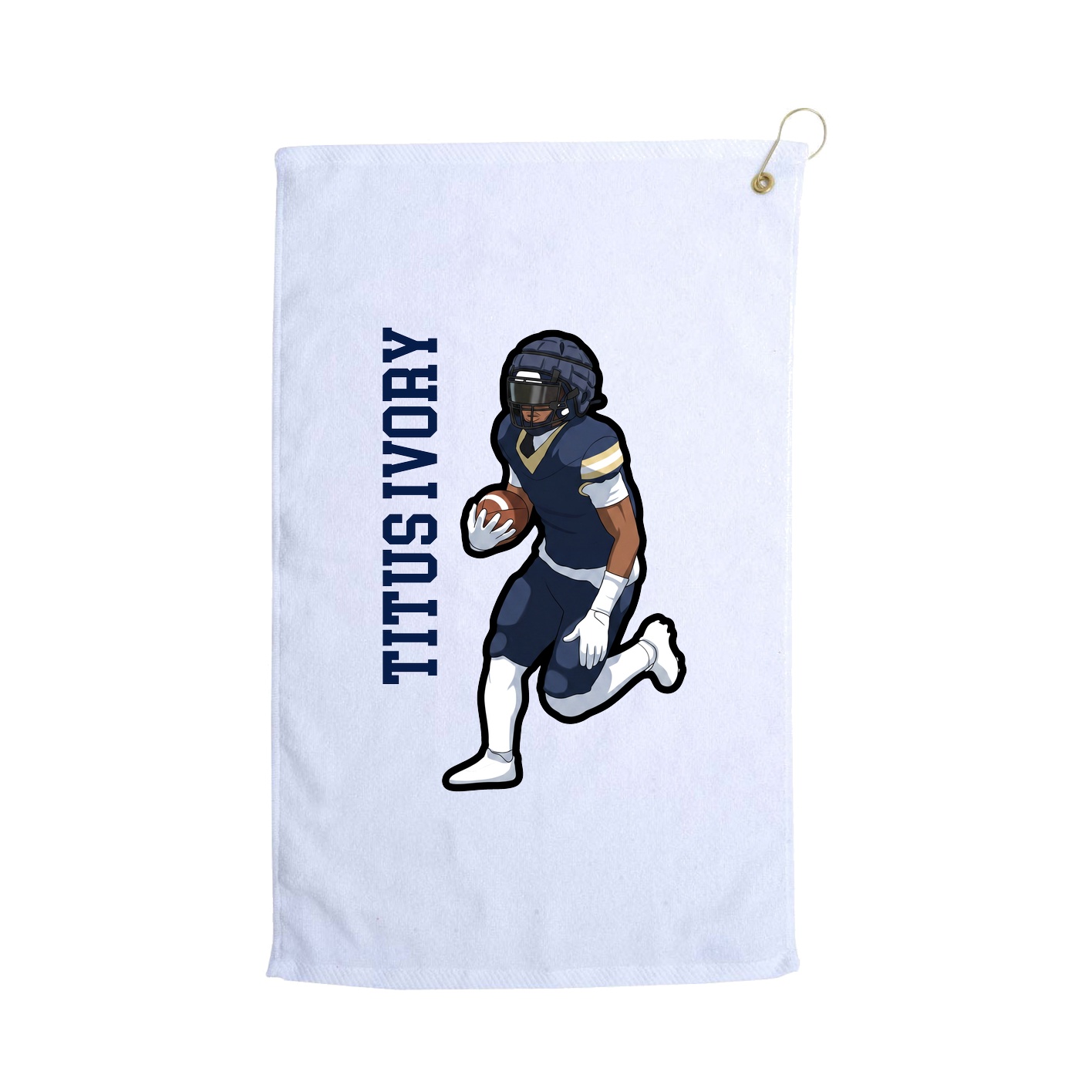 Golf Towel — Name Vertical in White