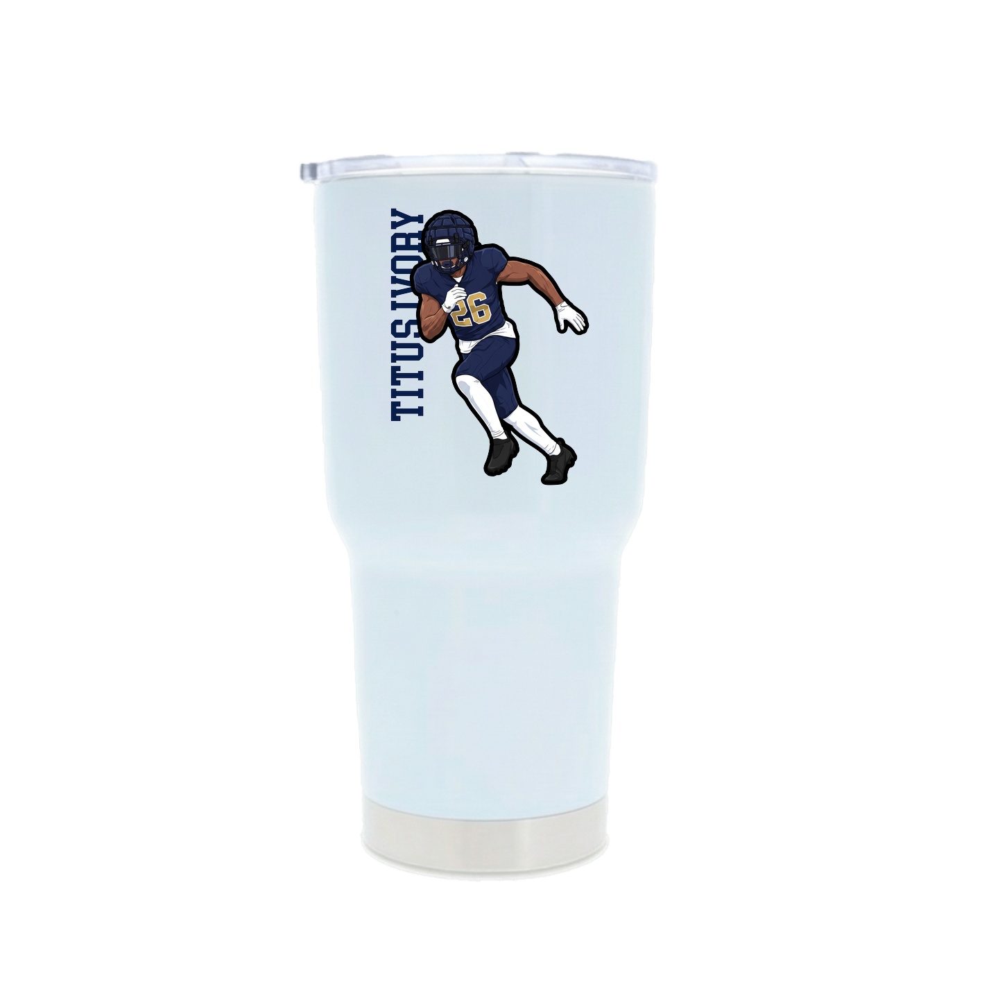 30oz Stainless Steel Tumbler — Name Vertical in White