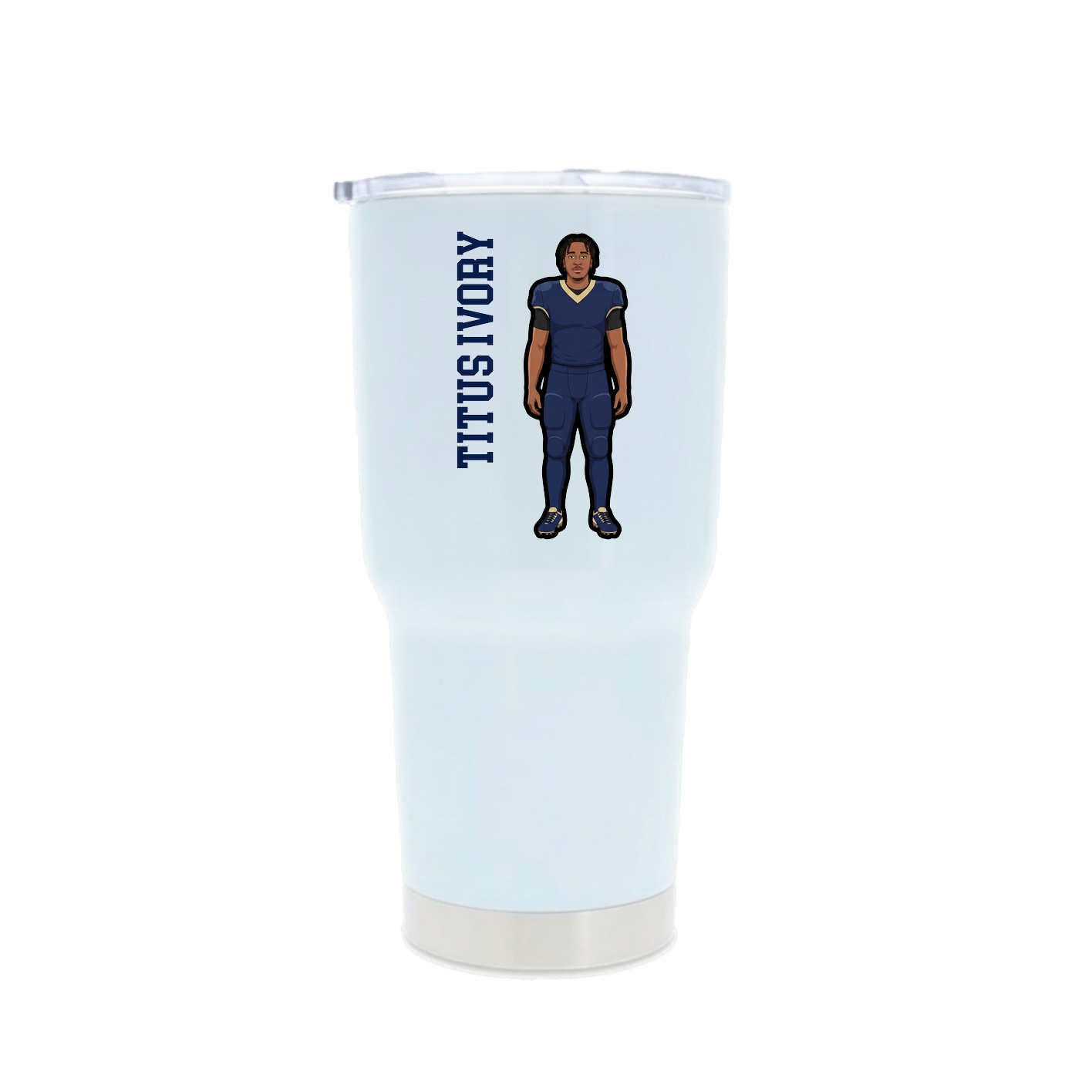 30oz Stainless Steel Tumbler — Name Vertical in White