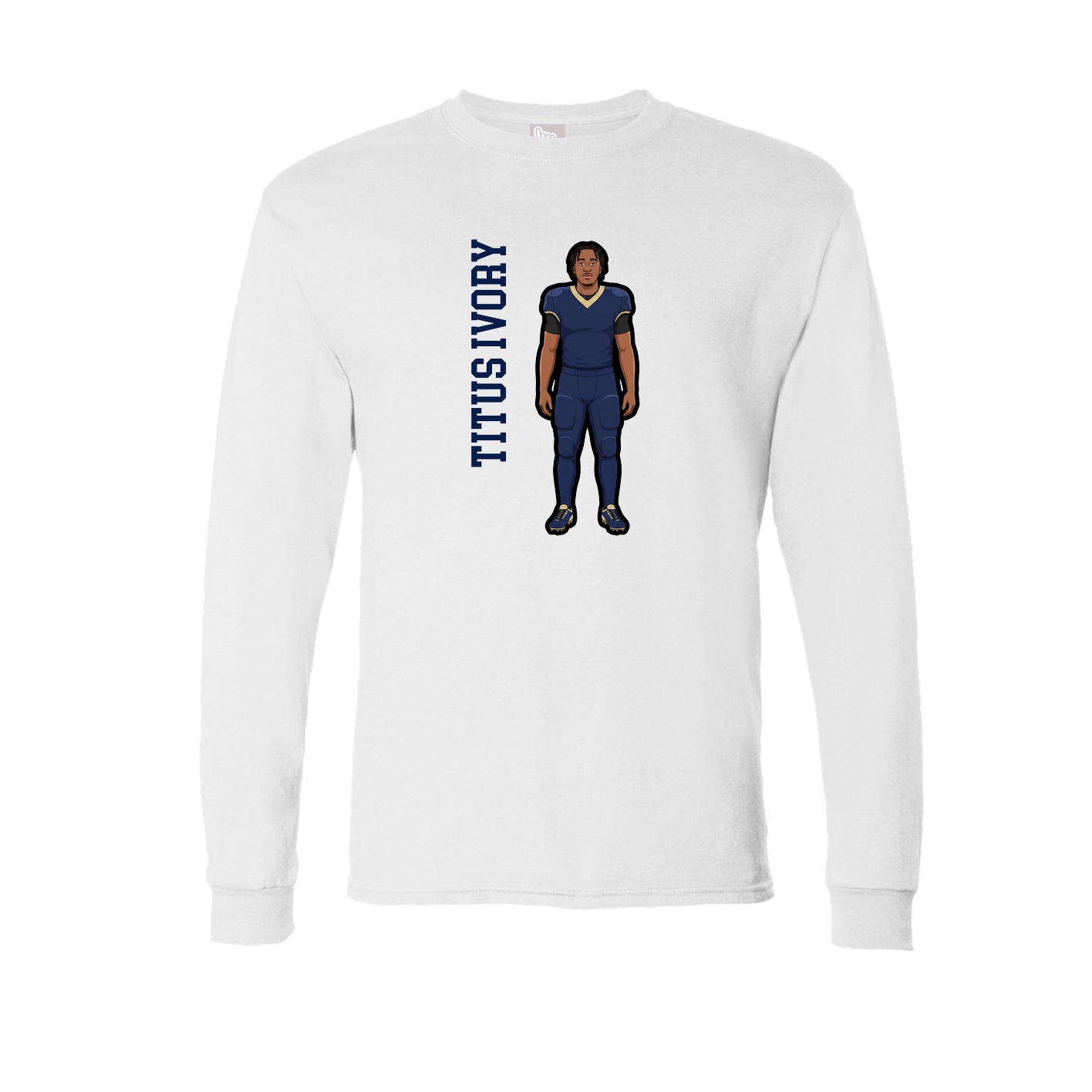 Long Sleeve Tee — Name Vertical in White