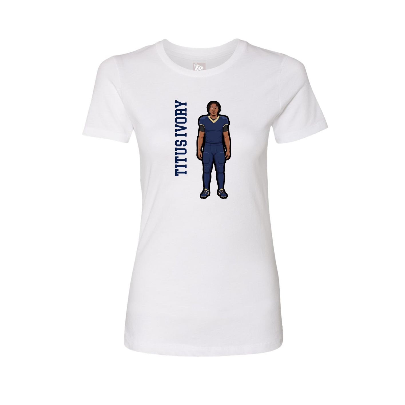 Womens Tee — Name Vertical in White