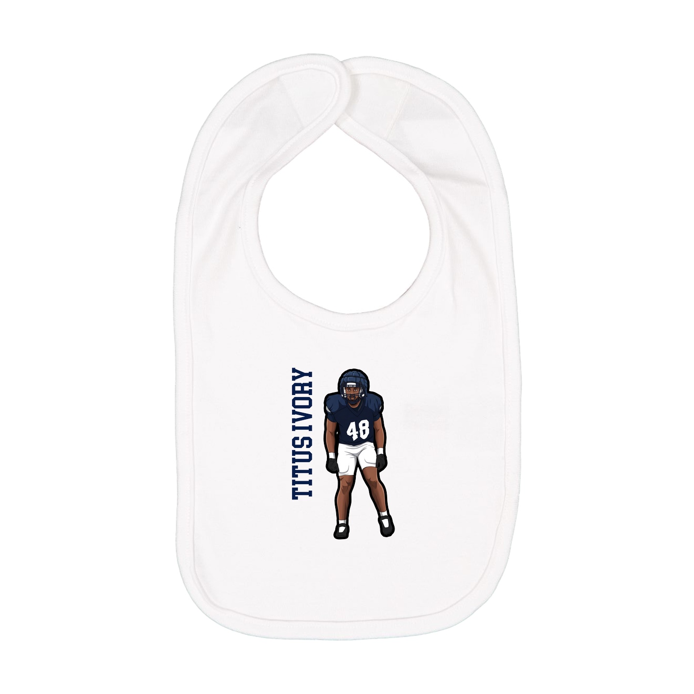 Infant Bib — Name Vertical in White