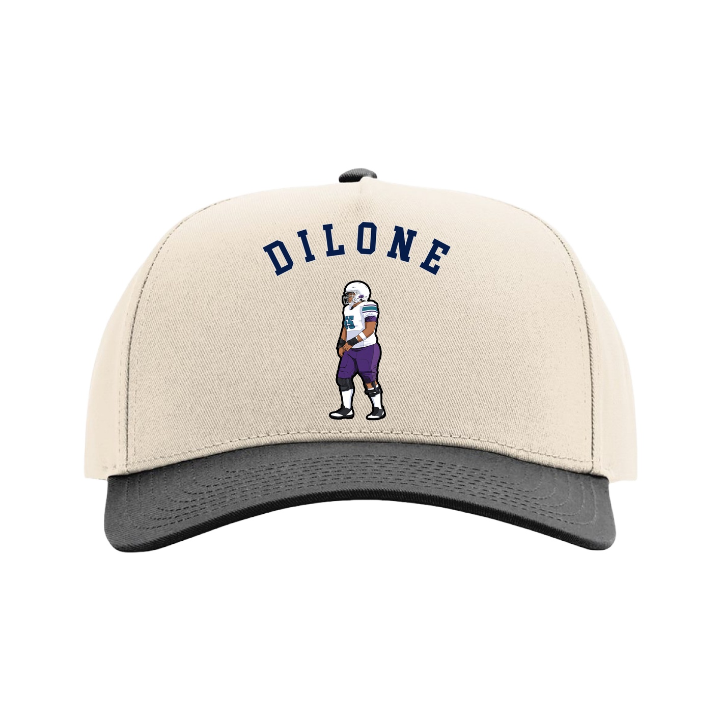 Full Fabric Five-Panel Champ Cap — Shirsey Arch in Cream/Black