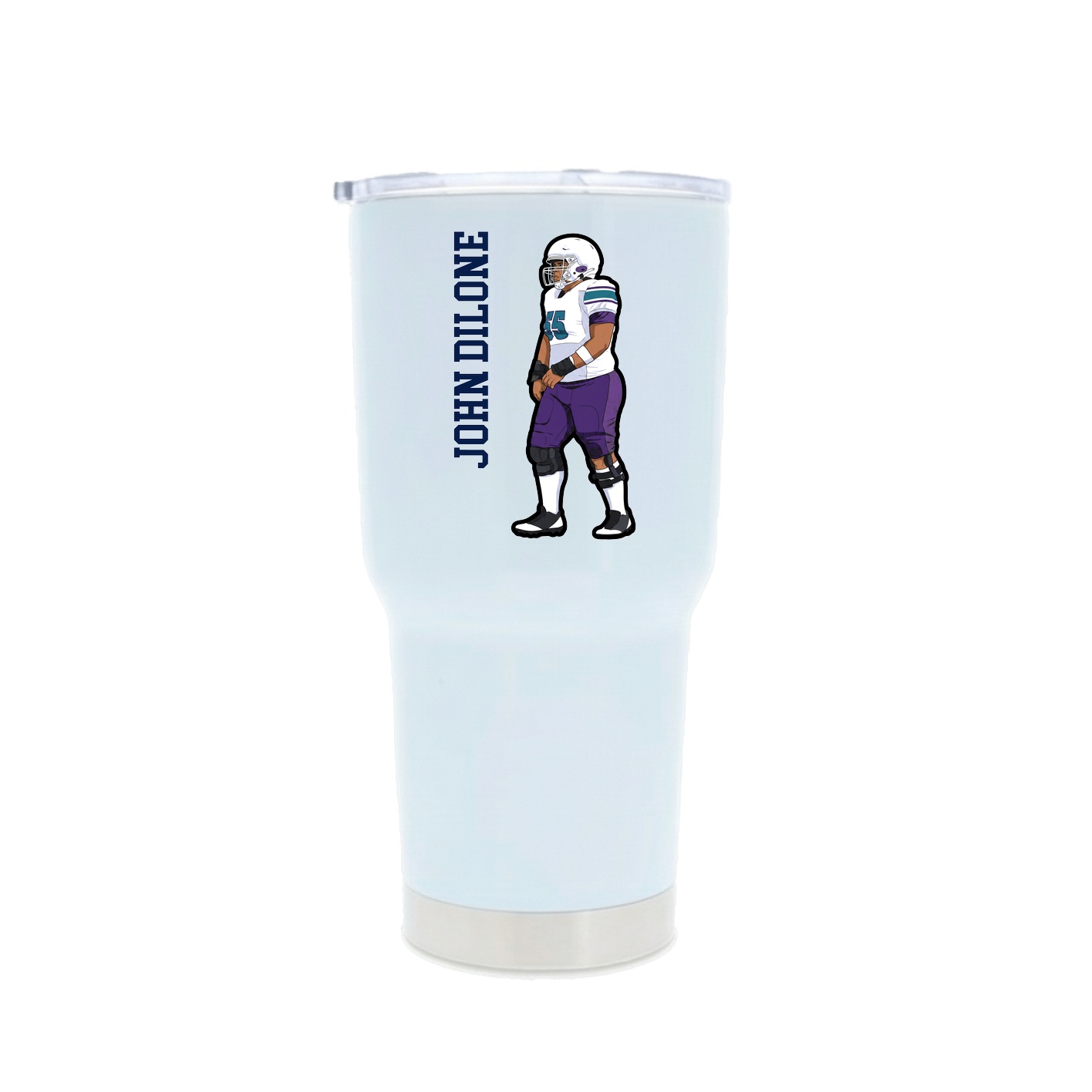 30oz Stainless Steel Tumbler — Name Vertical in White
