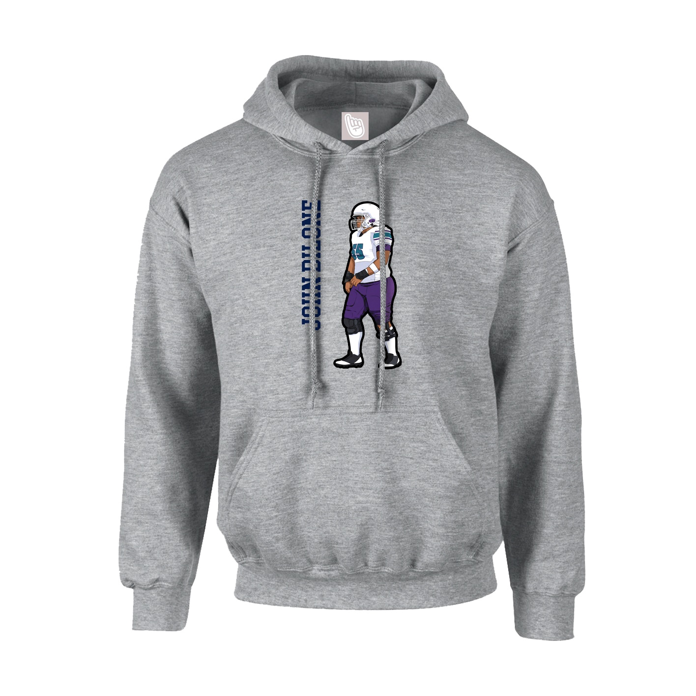 Youth Hoodie — Name Vertical in Grey