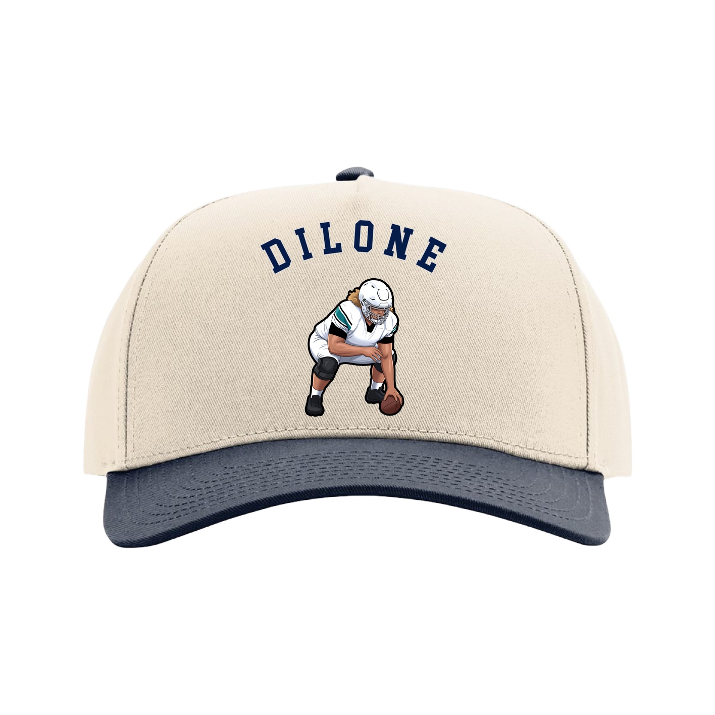 Full Fabric Five-Panel Champ Cap — Shirsey Arch in Cream/Navy