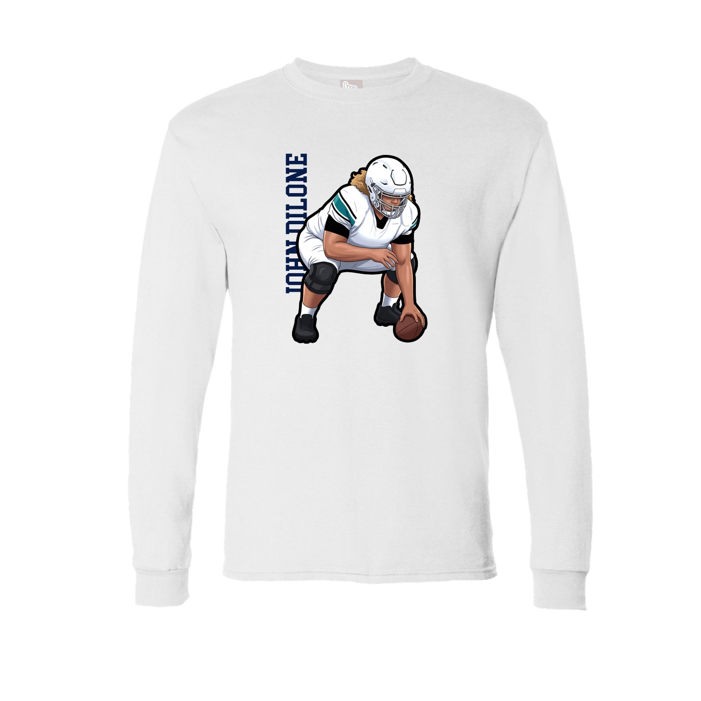 Long Sleeve Tee — Name Vertical in White