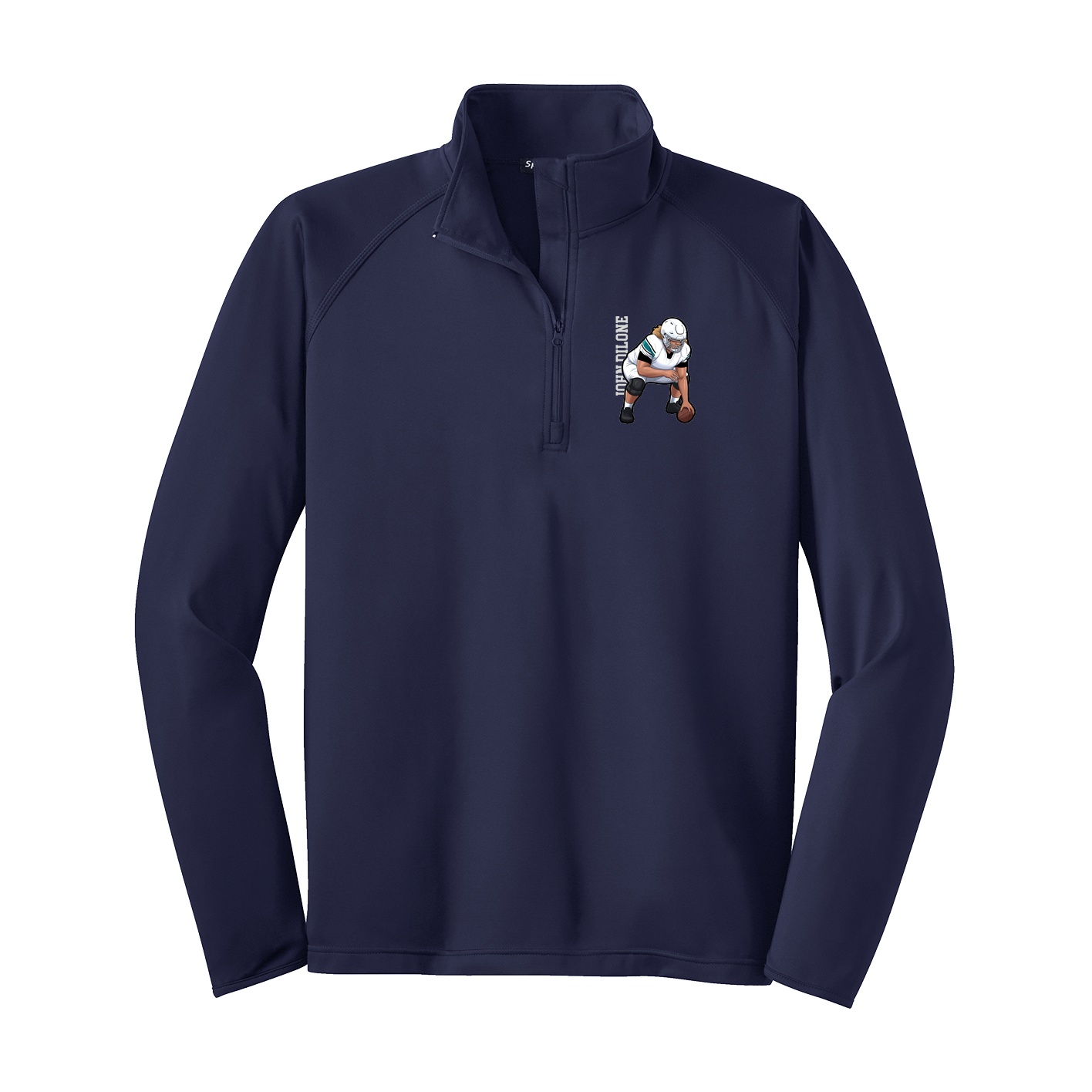 Q-Zip Pullover — Name Vertical in Navy