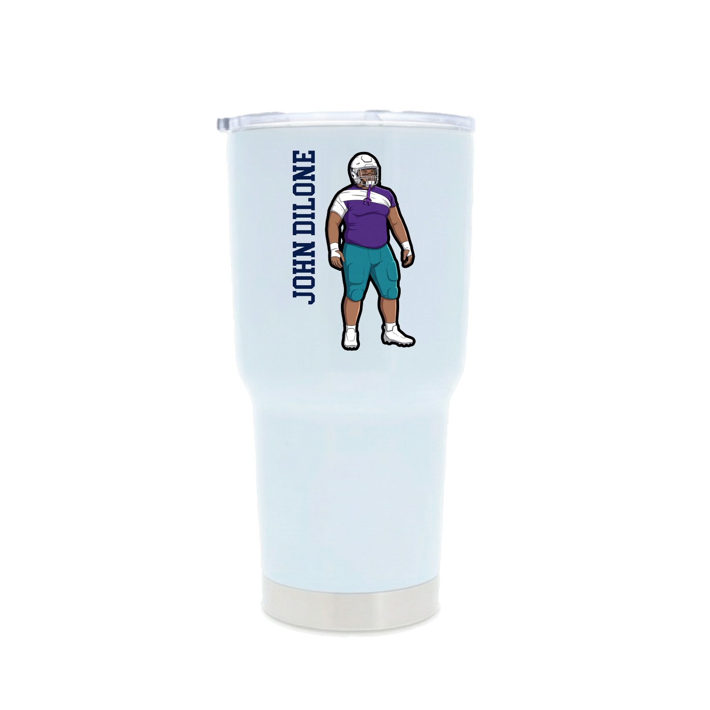 30oz Stainless Steel Tumbler — Name Vertical in White