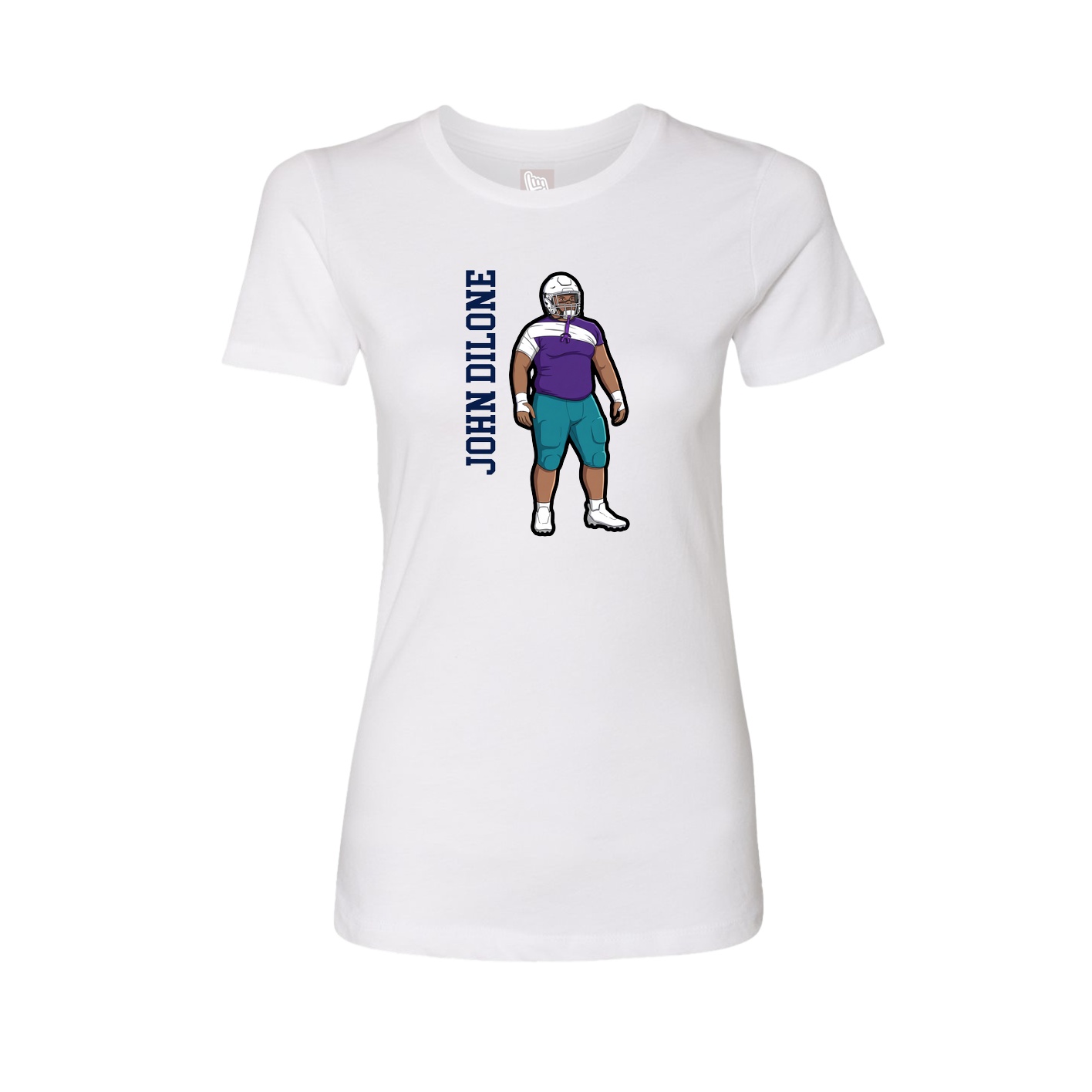 Womens Tee — Name Vertical in White