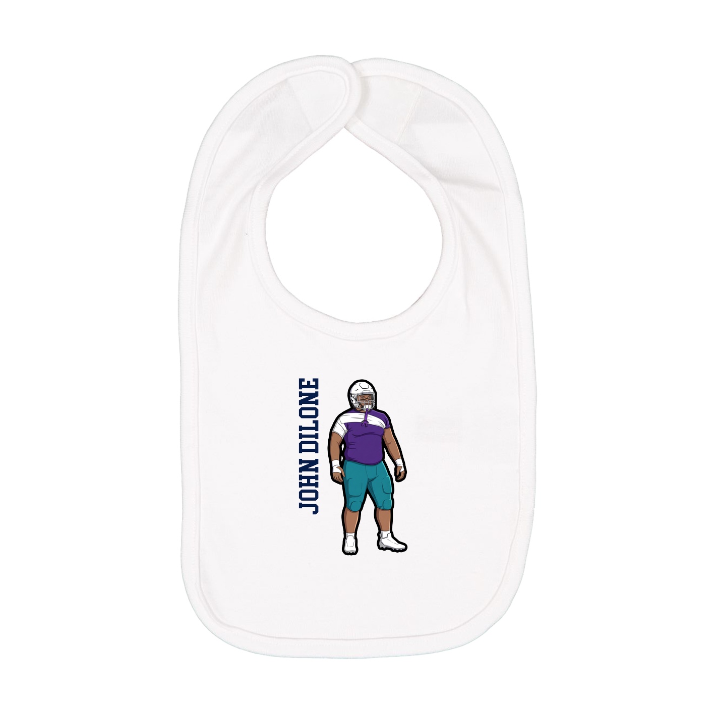 Infant Bib — Name Vertical in White
