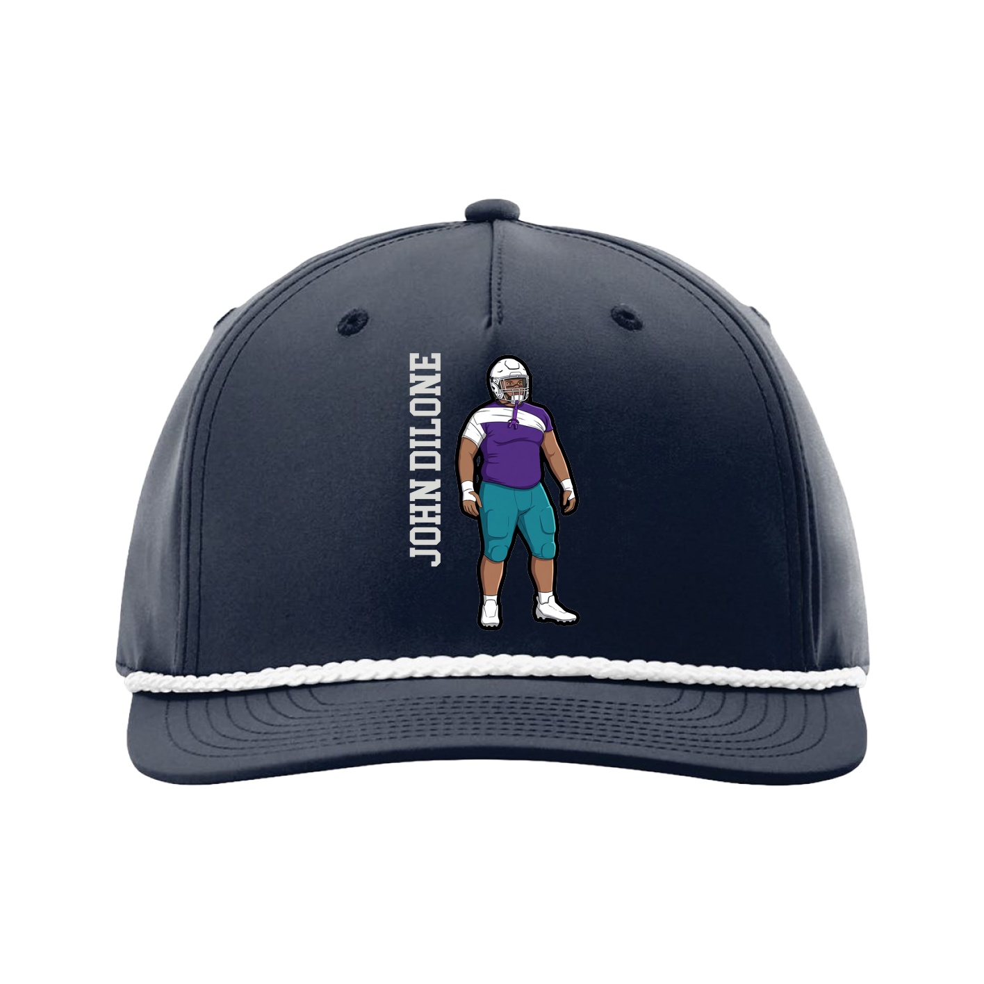 Five-Panel Classic Rope Cap — Name Vertical in Navy