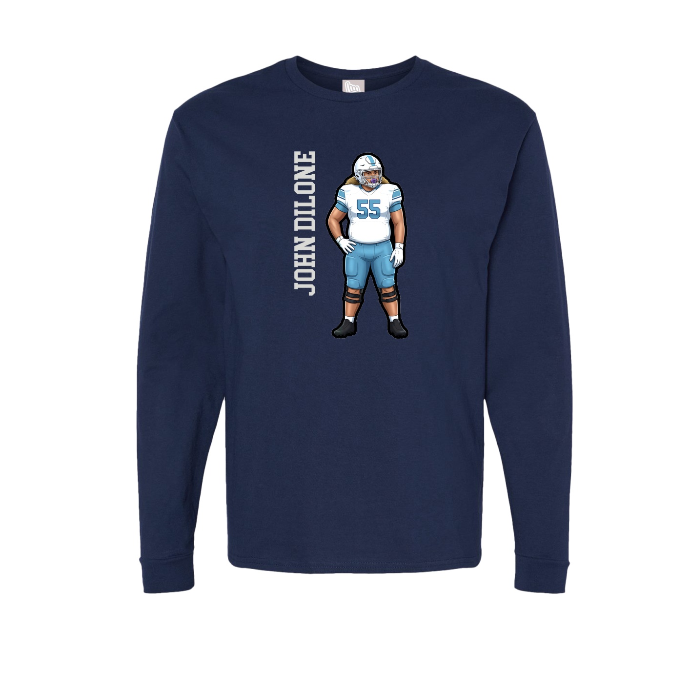 Long Sleeve Tee — Name Vertical in Navy