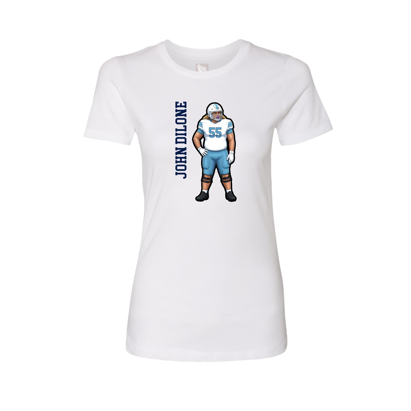 Fitted Women's Tee — Name Vertical in White