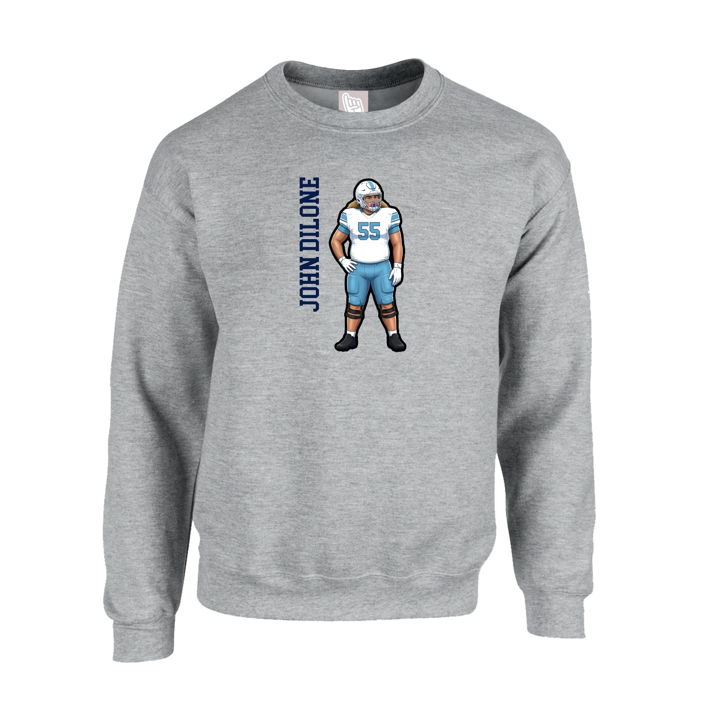 Fleece Crew — Name Vertical in Grey