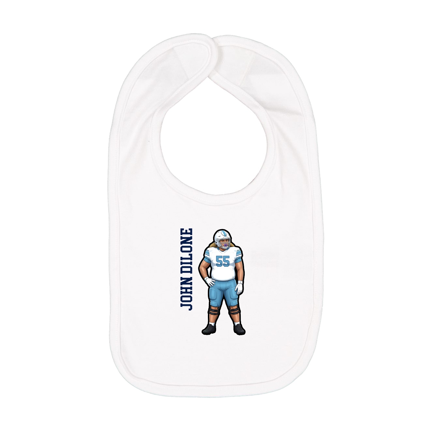 Infant Bib — Name Vertical in White