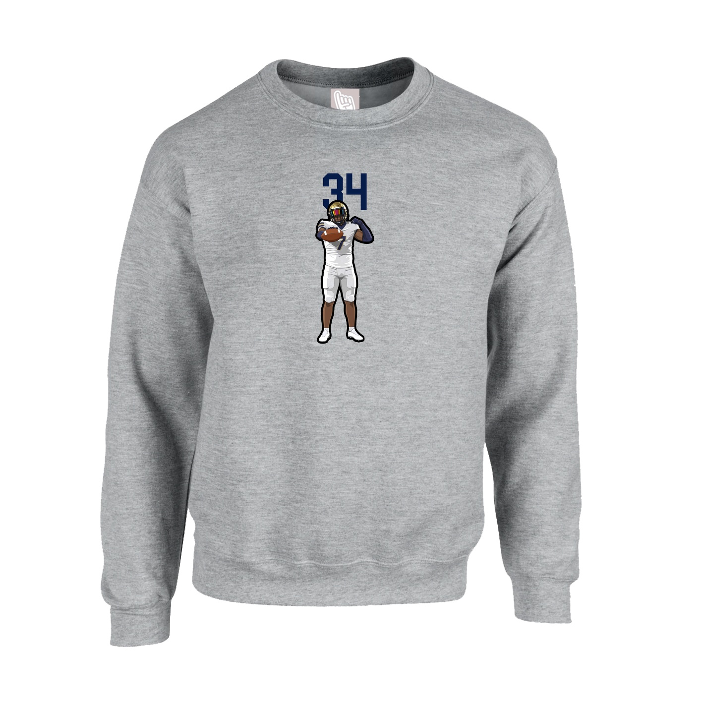 Fleece Crew — Number Top in Grey
