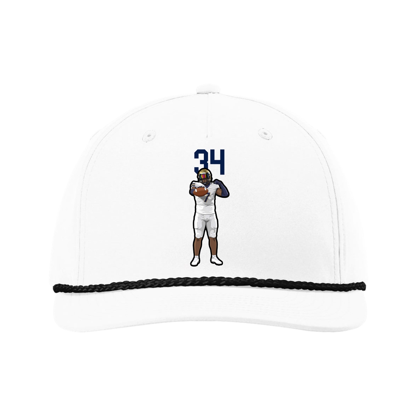 Five-Panel Classic Rope Cap — Number Top in White