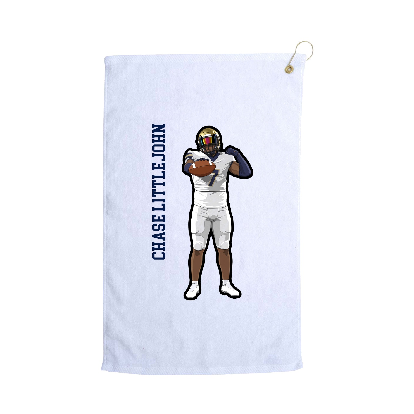 Golf Towel — Name Vertical in White