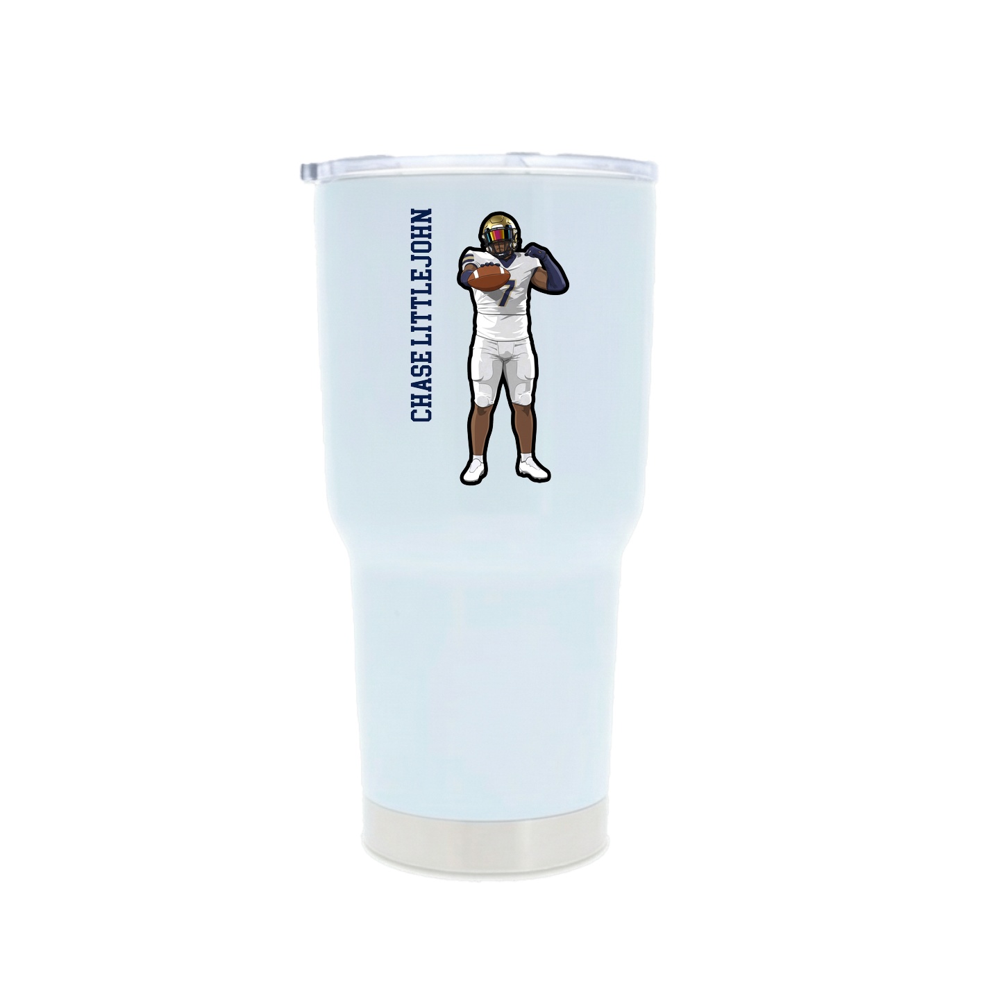 30oz Stainless Steel Tumbler — Name Vertical in White